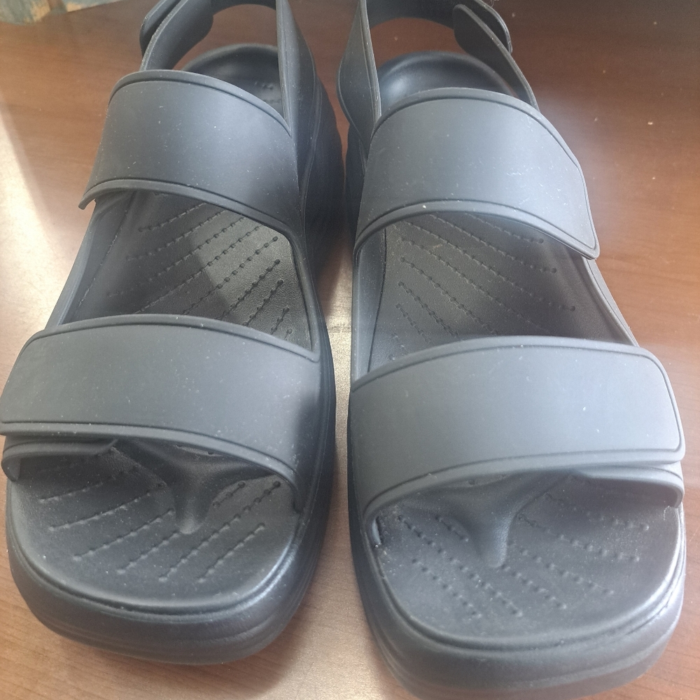 Crocs black platform sandals size 9